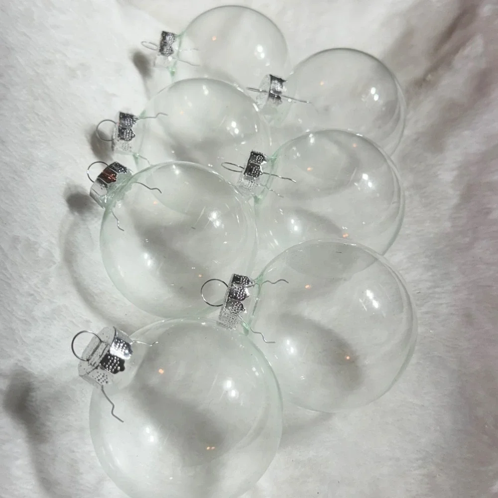 Clear Glass Ball Ornaments DIY Fillable Set of 7 Christmas Round Clear